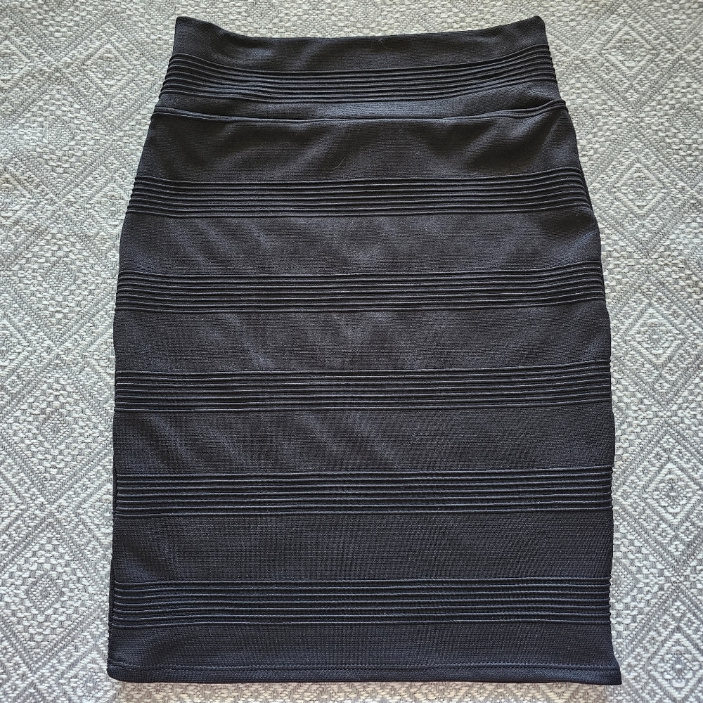 A'GACI Vintage Bodycon Stretch Bandage Black Midi Skirt Women's Small